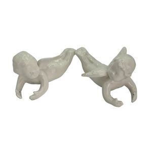 Pair Of 2 Vintage Porcelain Cherub Angel Figurines Signed